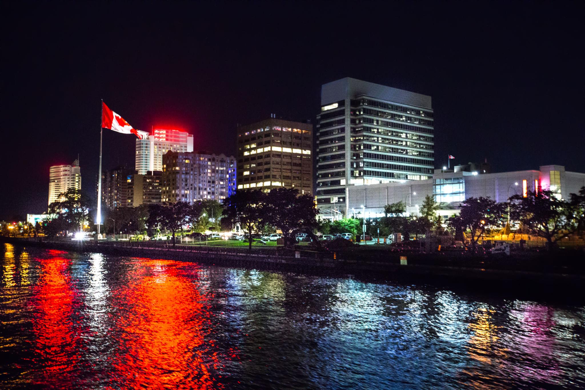 Windsor Ontario at night time